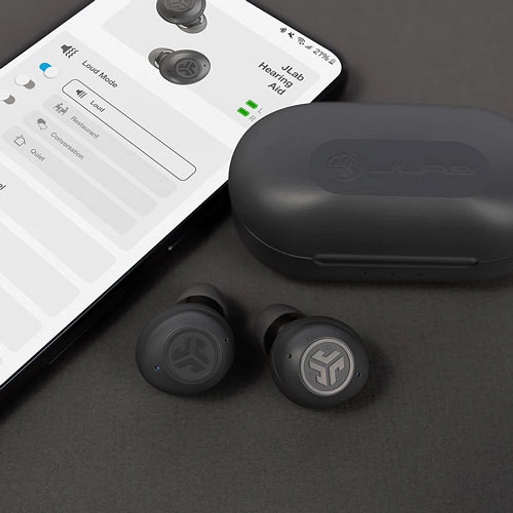 JLab Hear OTC True Wireless Hearing Aid & Earbuds - Graphite