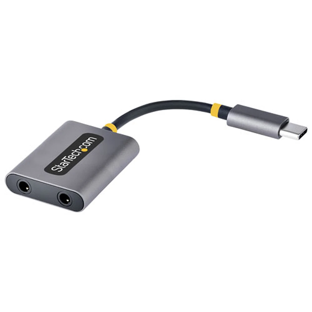 Adaptateur de casque d'écoute USB-C à 3,5 mm double de StarTech - Noir/Gris spatial