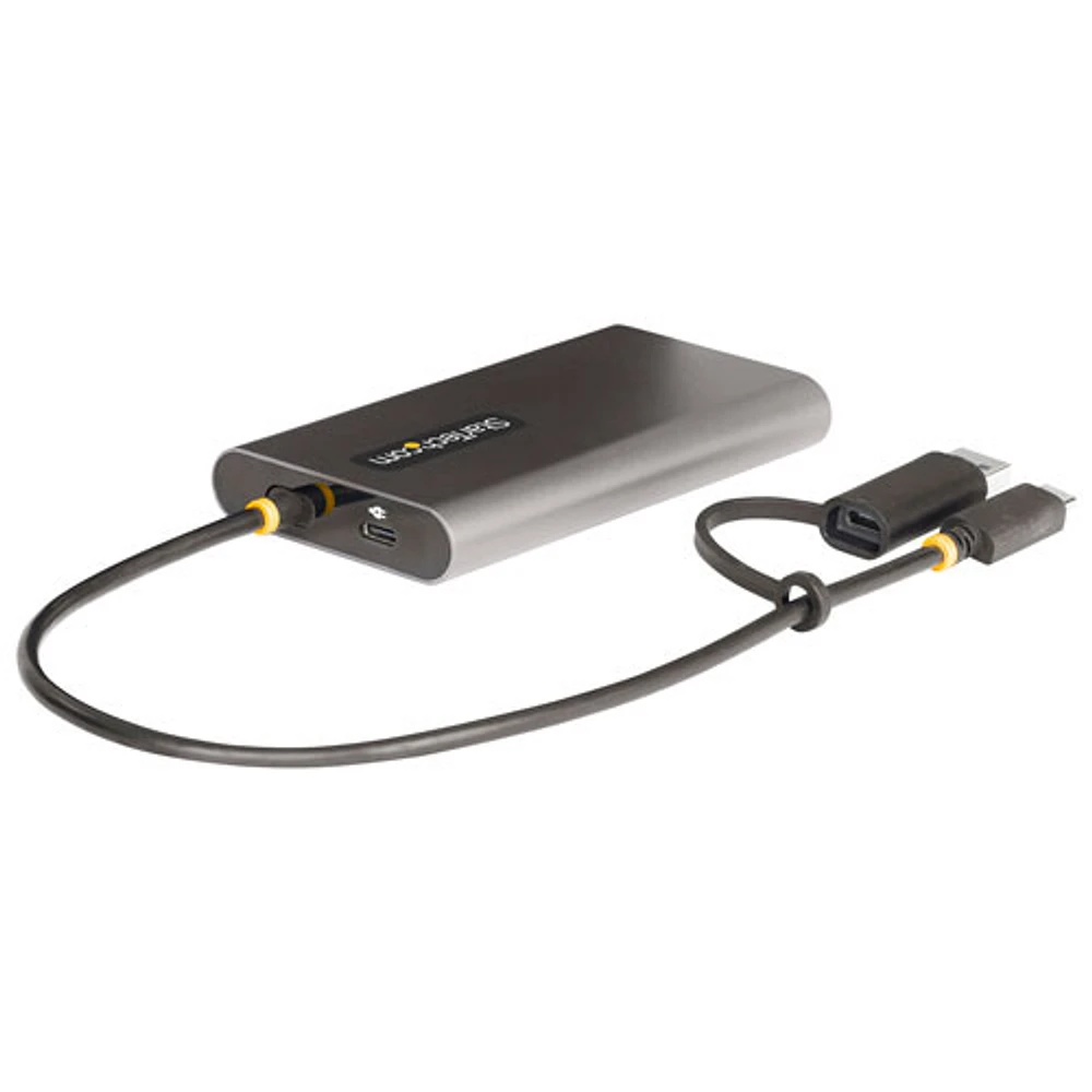 Adaptateur USB-C/USB-A à deux ports HDMI de StarTech avec intercommunication Power Delivery 100 W (109B-USBC-HDMI) - Gris