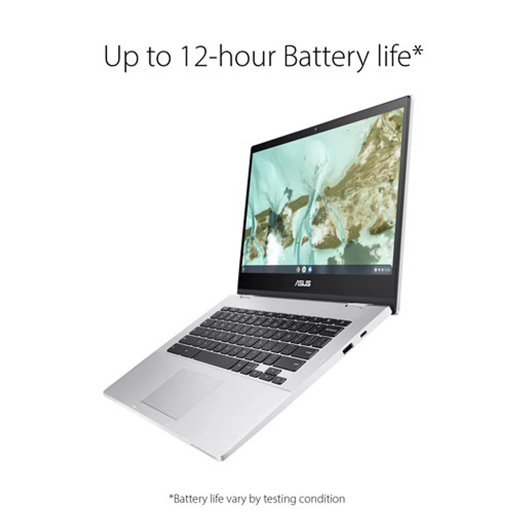 Chromebook de 14 po CX 1400 d'ASUS - Argenté transparent (Celeron N4500 d'Intel/RAM 8 Go/SSD 128 Go/ChromeOS)