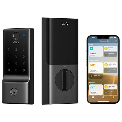 eufy Security E31 Fingerprint Keyless Entry Wi-Fi Bluetooth Smart Lock with Keypad & Key - Black