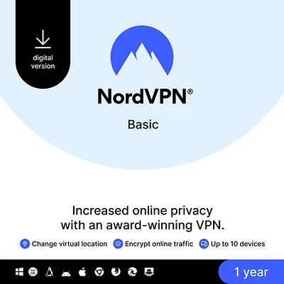 NordVPN Basic (PC/Mac) - 1 an - Téléchargement numérique