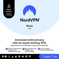 NordVPN Basic (PC/Mac) - 1 an - Téléchargement numérique