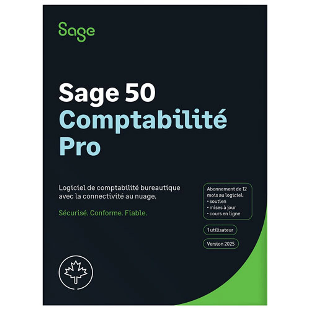 Sage 50 Pro Accounting 2025 (PC) - 1 User - 1 Year Subscription