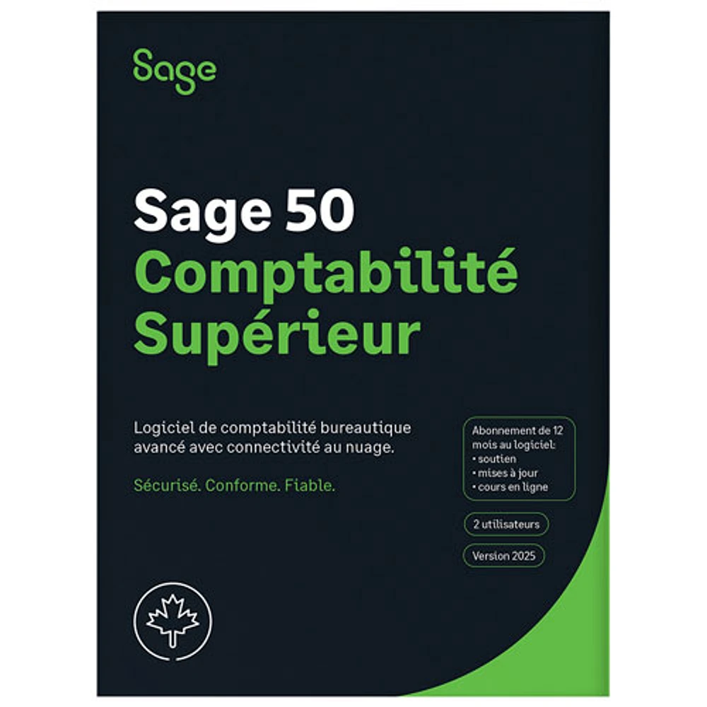 Sage 50 Premium Accounting 2025 (PC) - 2 User - 1 Year - Bilingual