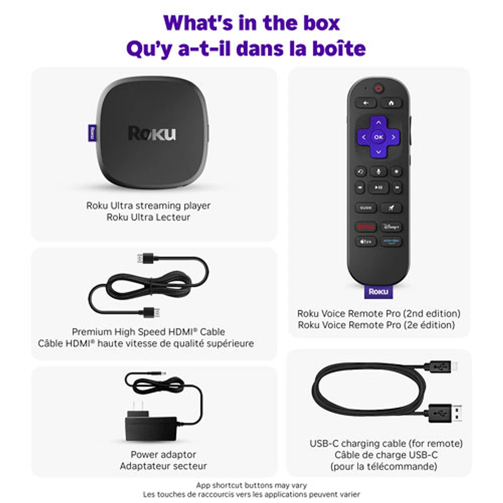 Roku Ultra 2024 4K HDR Media Streamer with Voice Remote Pro