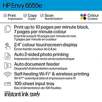 HP 6555e All-In-One Inkjet Printer - HP Instant Ink 3-Month Free Trial Included*