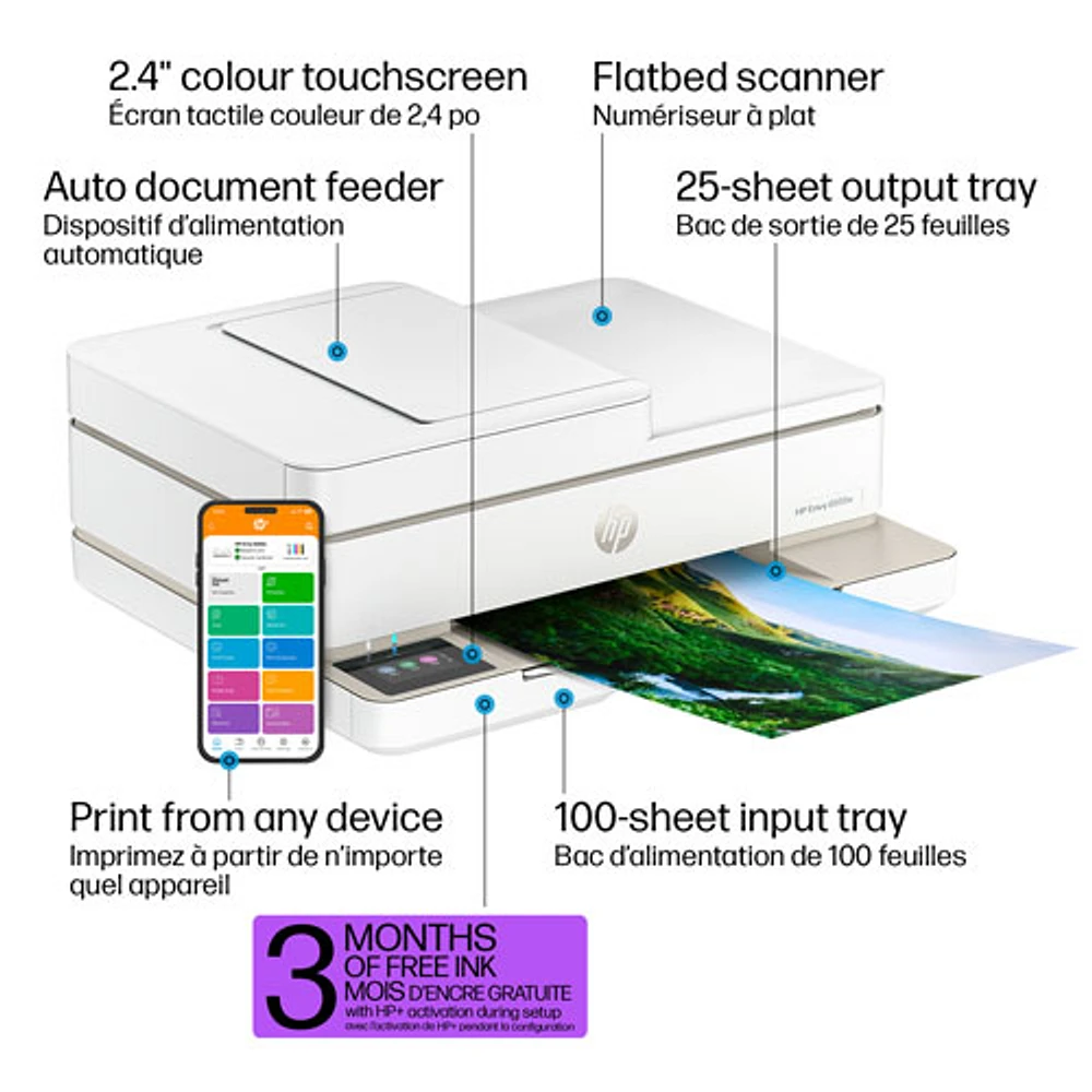 HP 6555e All-In-One Inkjet Printer - HP Instant Ink 3-Month Free Trial Included*