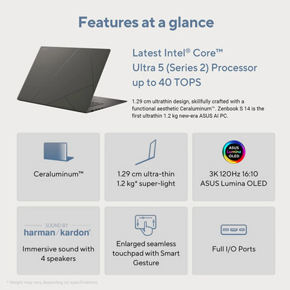 ASUS Zenbook S 14" Touchscreen Laptop (Intel Core Ultra 5 226V/16GB RAM/1TB SSD)