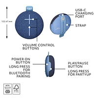Ultimate Ears MINIROLL Waterproof Bluetooth Wireless Mini Portable Speaker