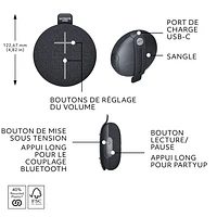 Ultimate Ears MINIROLL Waterproof Bluetooth Wireless Mini Portable Speaker - Gentle Black