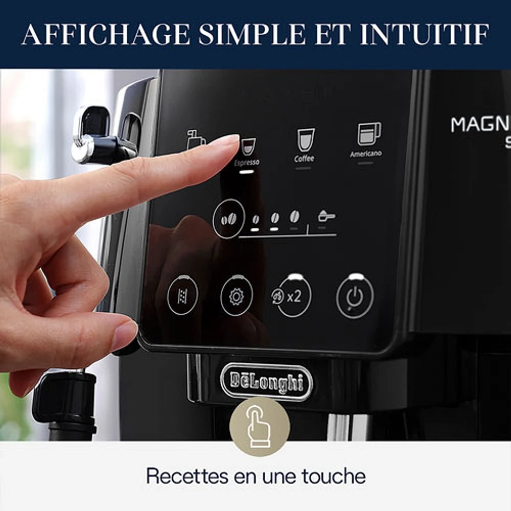 De'Longh iMagnifica Start Automatic Espresso Machine with Manual Milk Frother - Black