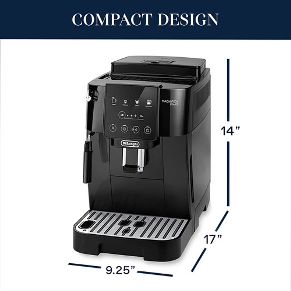 De'Longh iMagnifica Start Automatic Espresso Machine with Manual Milk Frother - Black