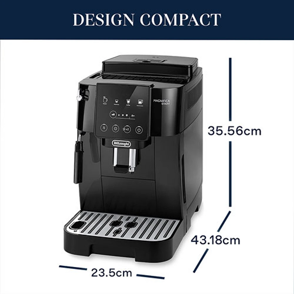 De'Longh iMagnifica Start Automatic Espresso Machine with Manual Milk Frother - Black