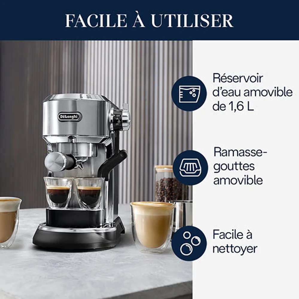 De'Longhi Dedica Maestro Plus Espresso Machine with Automatic Steam Wand - Stainless Steel