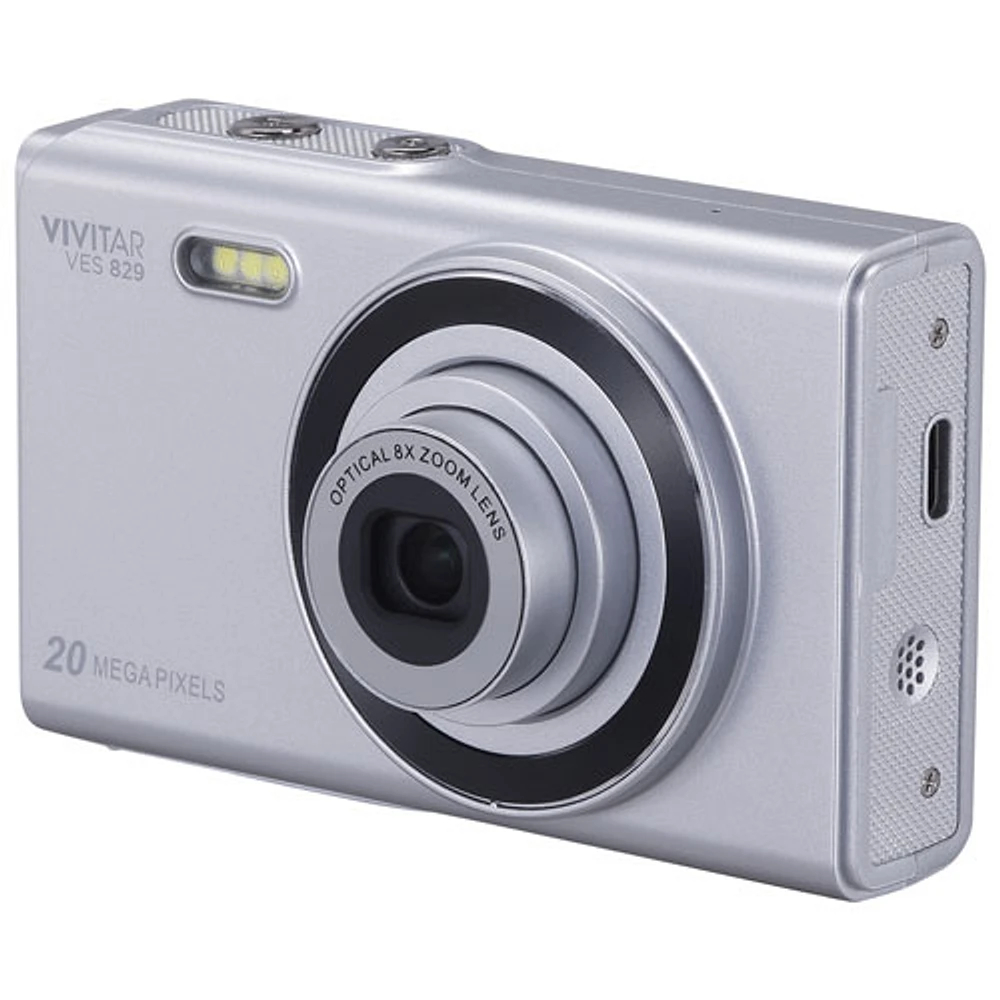 Vivitar VES829 20MP 8x Optical Zoom Digital Camera - Silver - Only at Best Buy