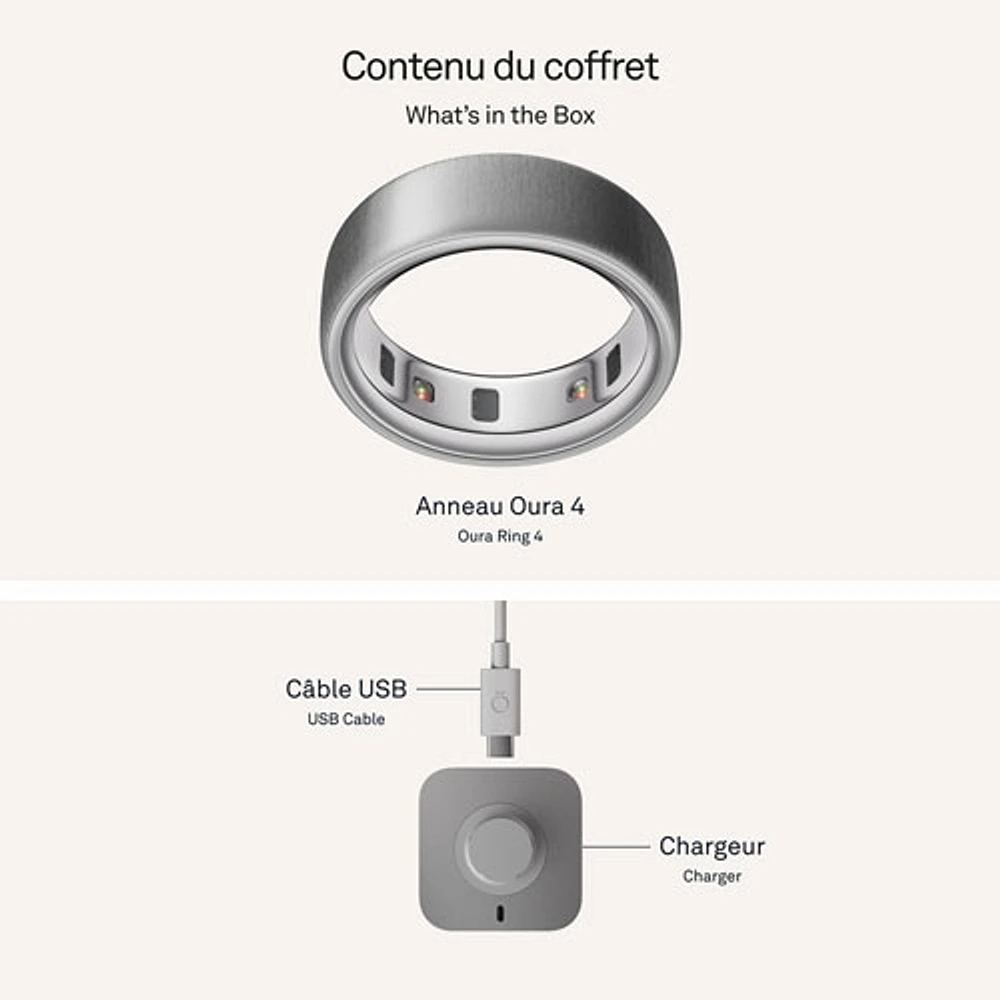 Oura Ring 4 Sleep & Fitness Smart Ring - Brushed Silver