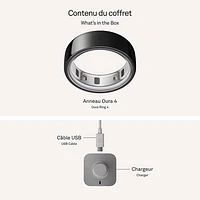 Anneau intelligent de sommeil et de mise en forme Ring 4 d'Oura - Noir