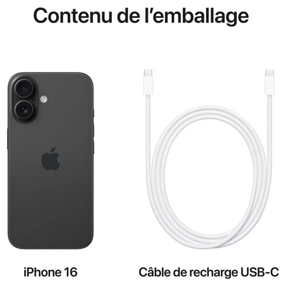 iPhone 16 de Go d'Apple - Noir