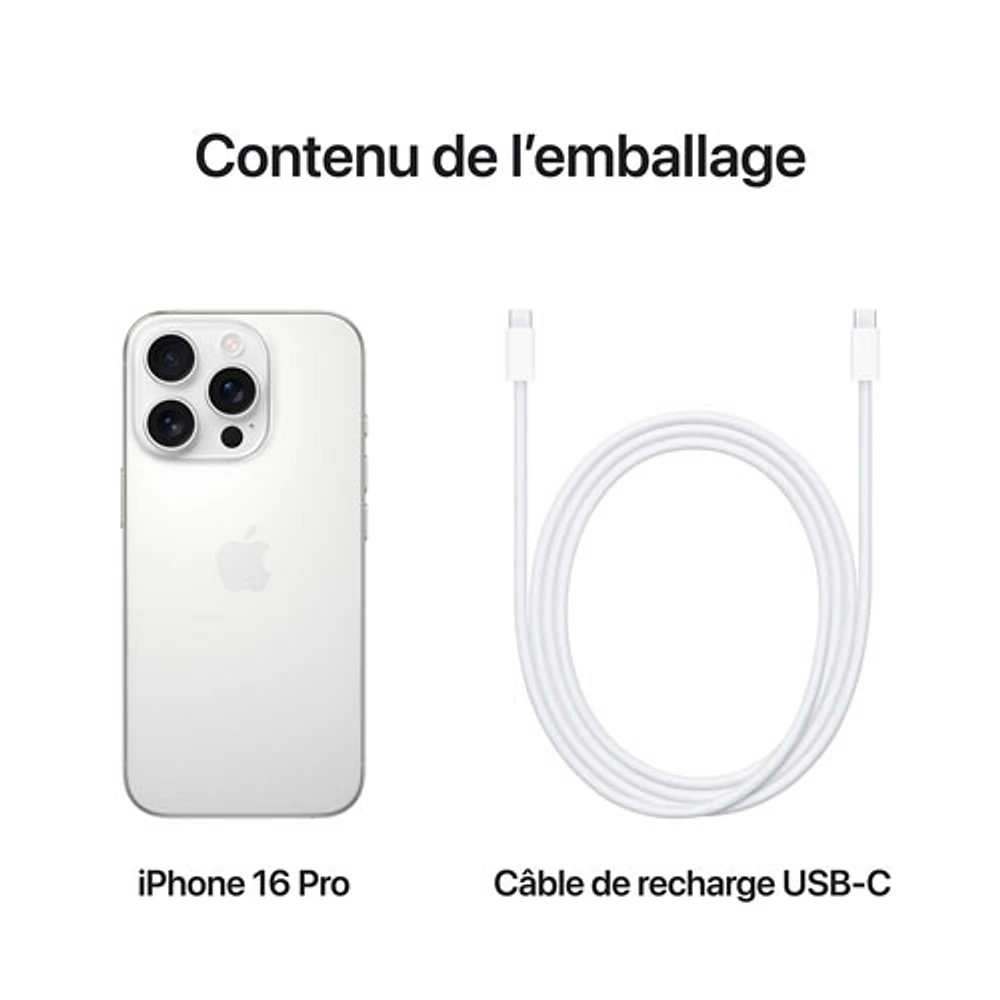 iPhone 16 Pro de 1 To d'Apple - Titane blanc - Déverrouillé