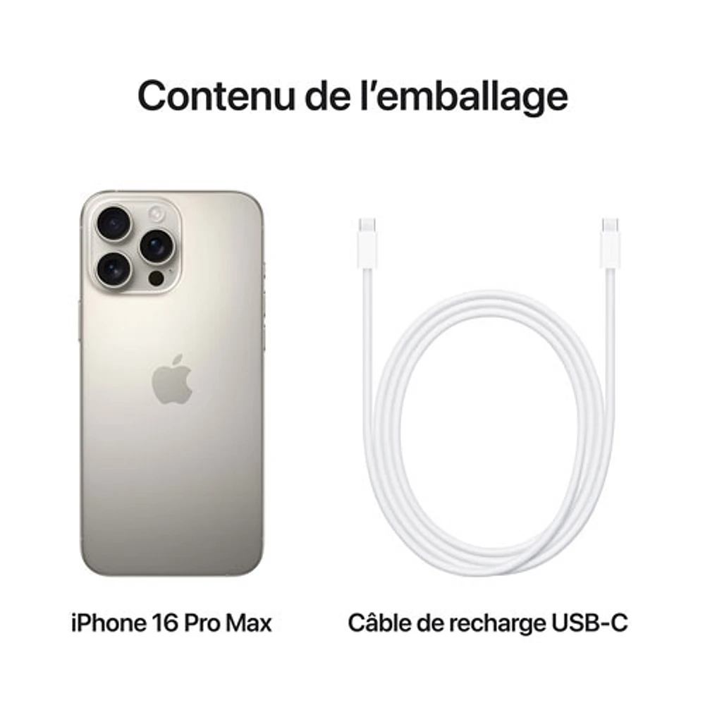 iPhone 16 Pro Max de Go d'Apple - Titane naturel