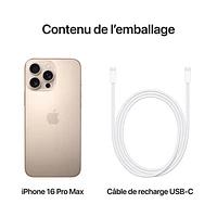 iPhone 16 Pro Max de 256 Go d'Apple - Titane sable - Déverrouillé