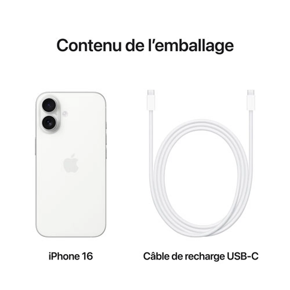 iPhone 16 de 128 Go d'Apple - Blanc - Déverrouillé