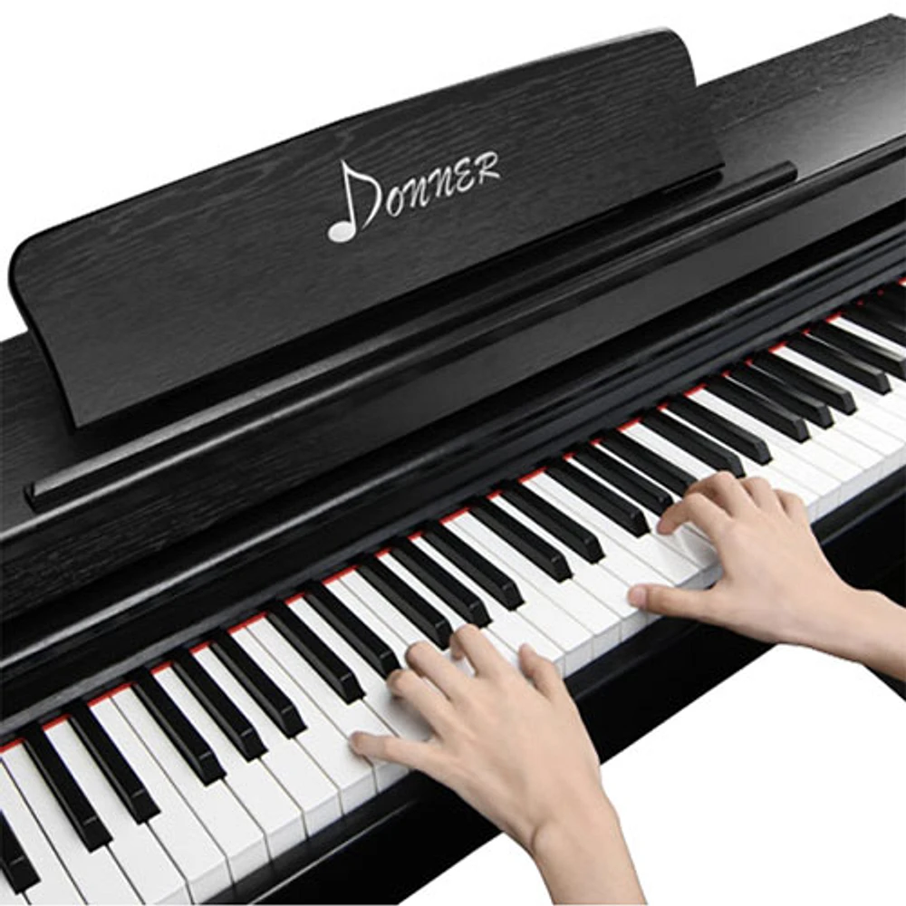 Piano numérique à 88 touches lestées DDP-100 avec support de Donner - Noir