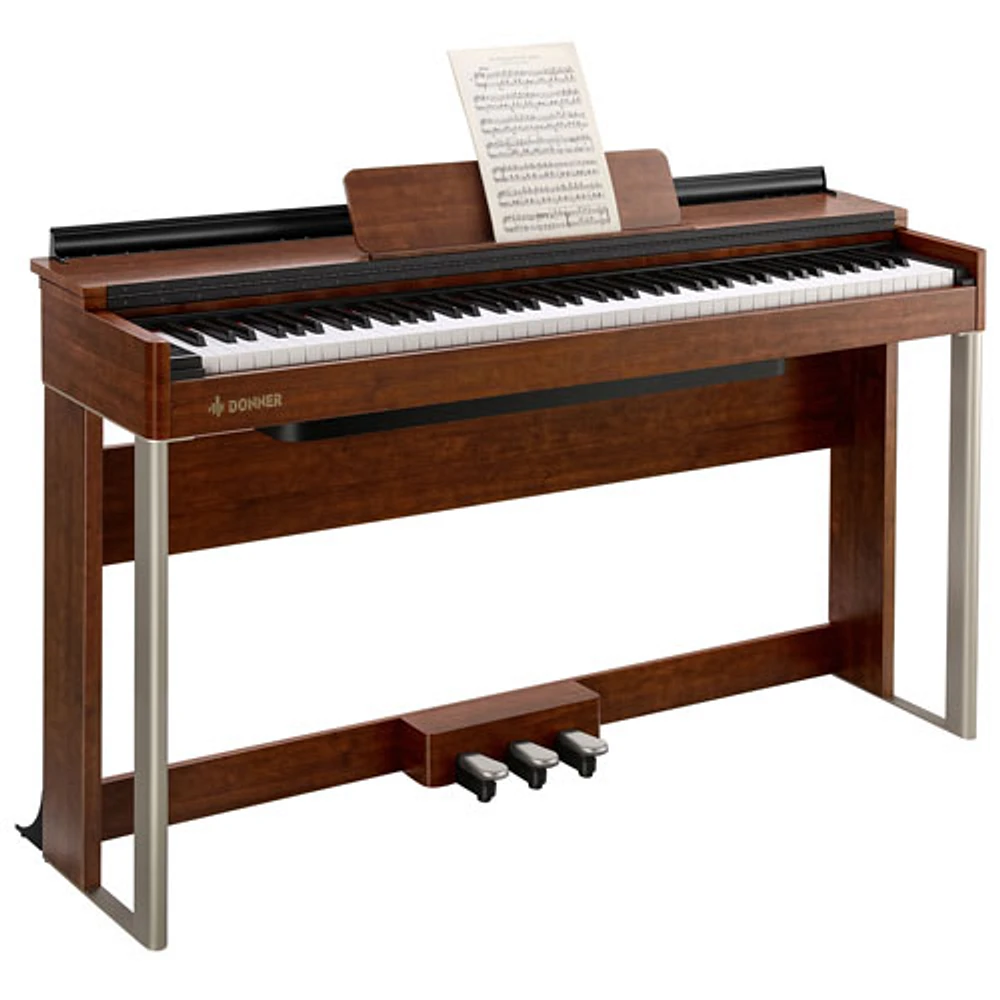 Donner DDP-200 88-Key Weighted Action Digital Piano with Stand - Mahogany