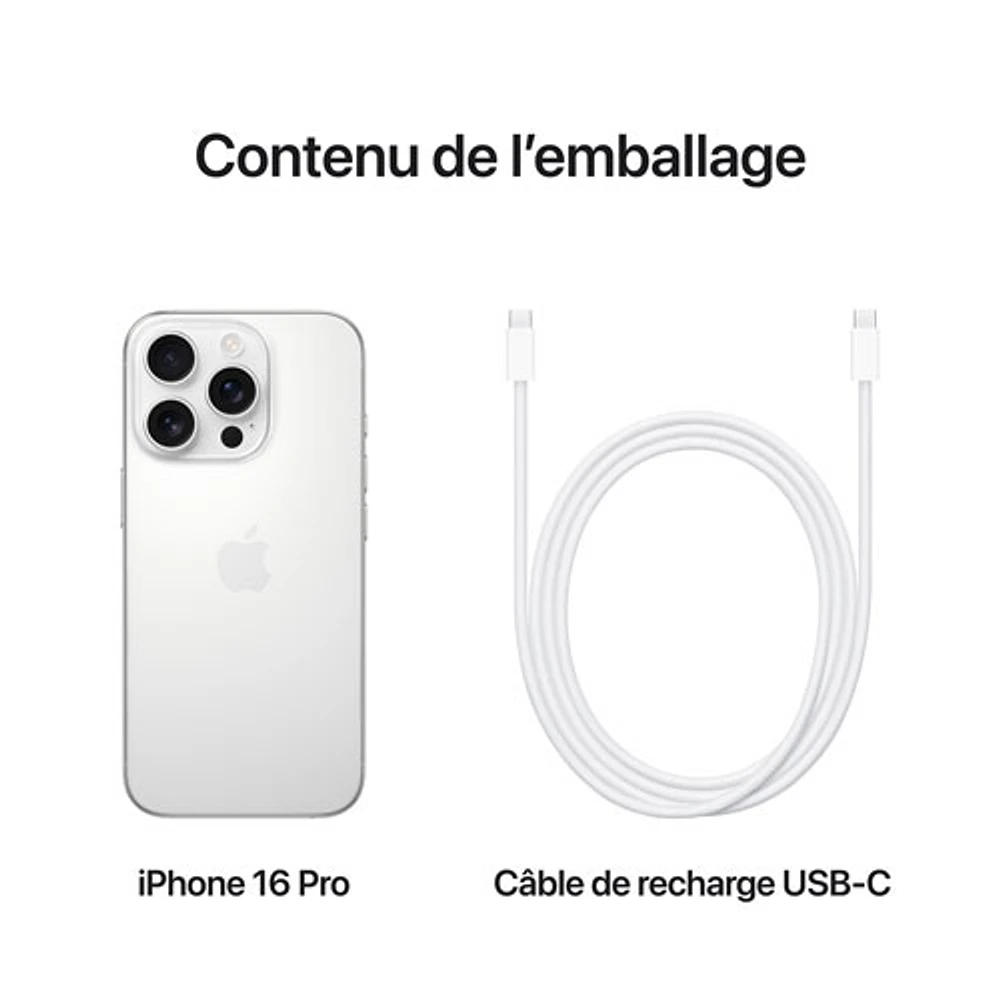 iPhone 16 Pro de Go d'Apple avec Freedom Mobile - Titane blanc