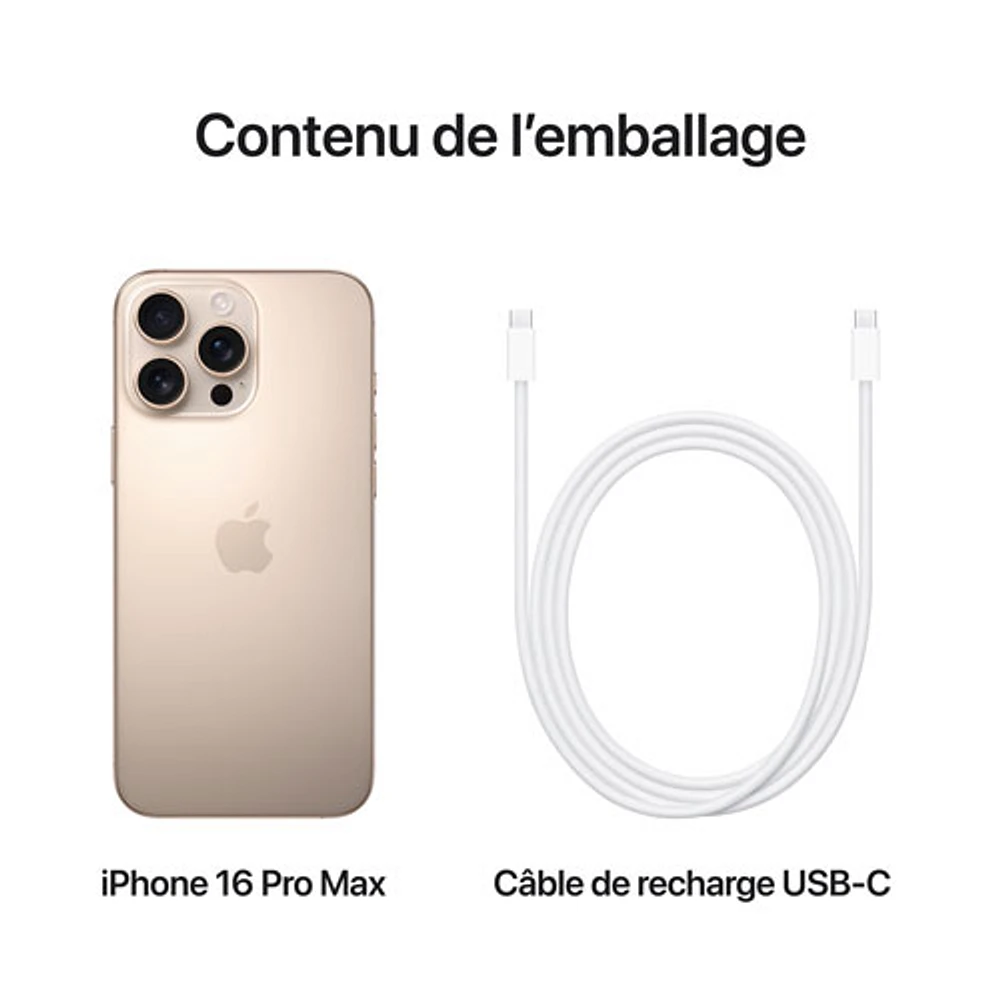 iPhone 16 Pro Max de Go d'Apple avec Freedom Mobile - Titane sable