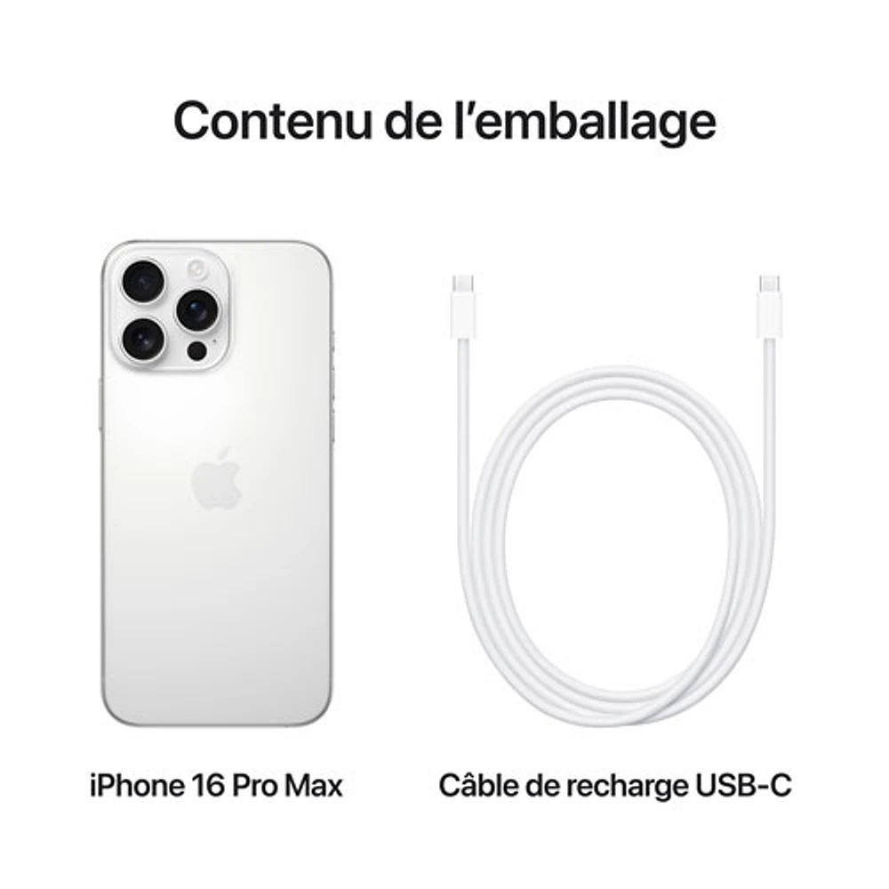 iPhone 16 Pro Max de Go d'Apple avec TELUS - Titane blanc