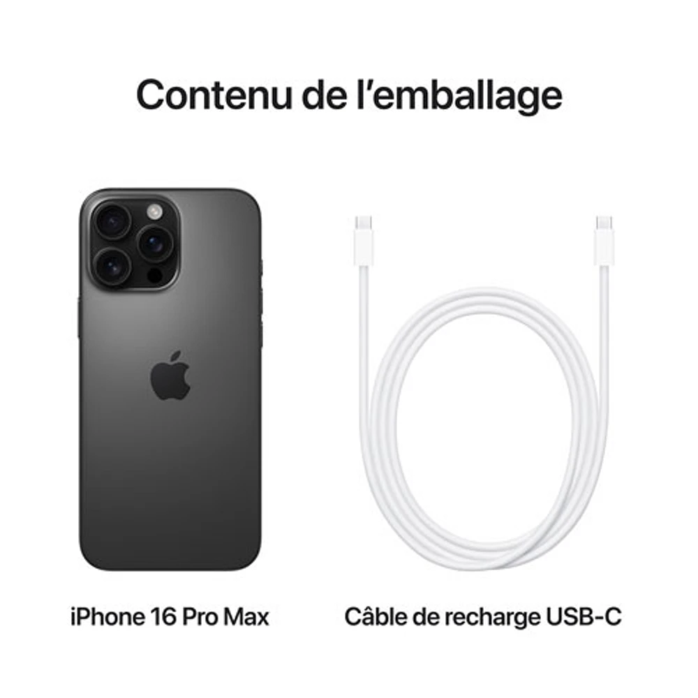 iPhone 16 Pro Max de Go d'Apple avec TELUS - Titane noir