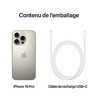 iPhone 16 Pro de 1 To d'Apple avec Freedom Mobile - Titane naturel - Paiement Balance mensuel