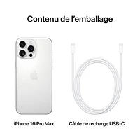 iPhone 16 Pro Max de 1 To d'Apple avec TELUS - Titane blanc - Financement mensuel