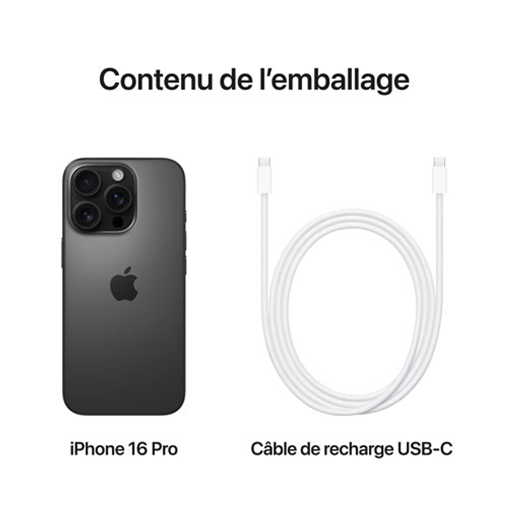 iPhone 16 Pro de Go d'Apple avec Bell - Titane noir