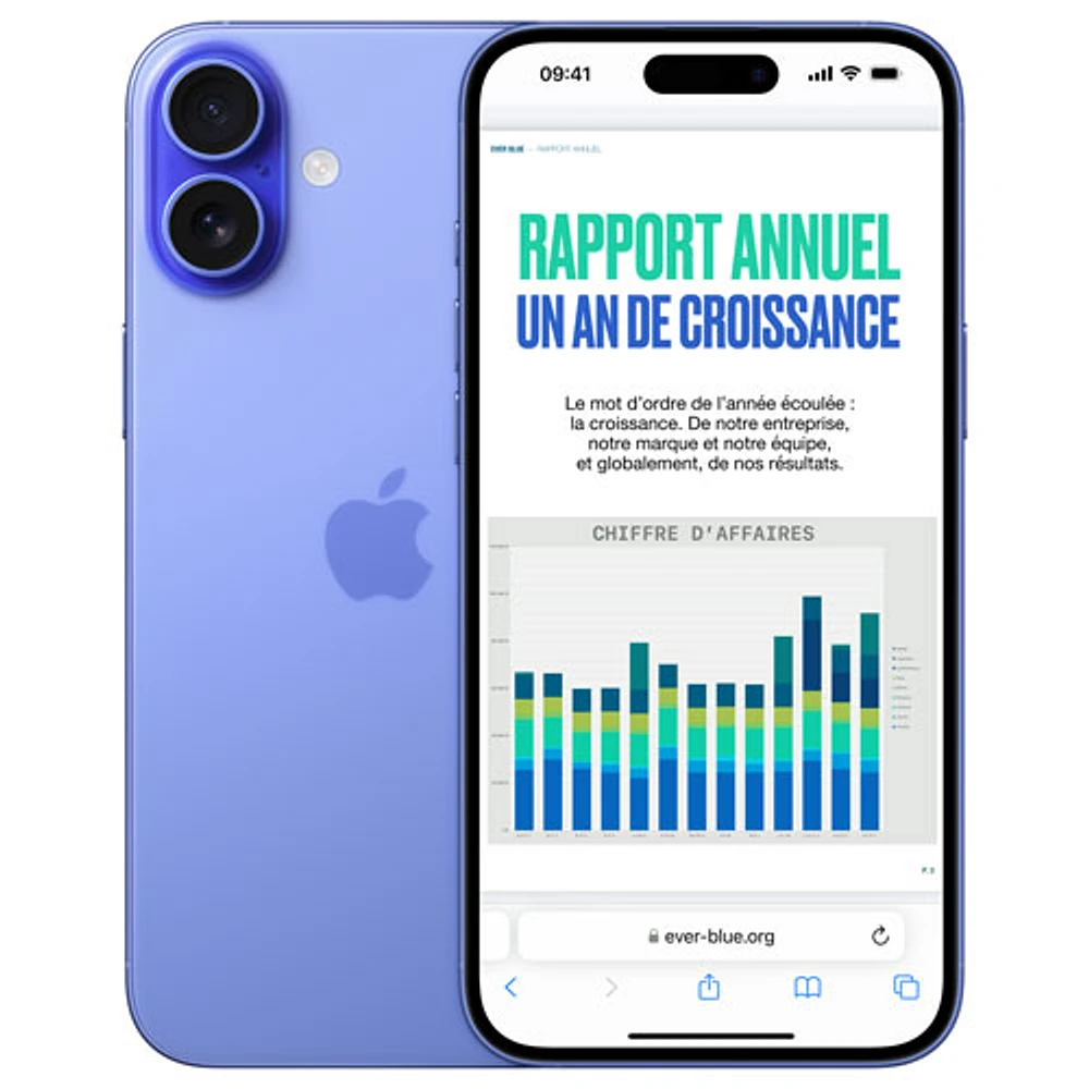 iPhone 16 Plus de Go d'Apple avec TELUS - Bleu outremer