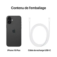 iPhone 16 Plus de Go d'Apple avec Koodo - Noir