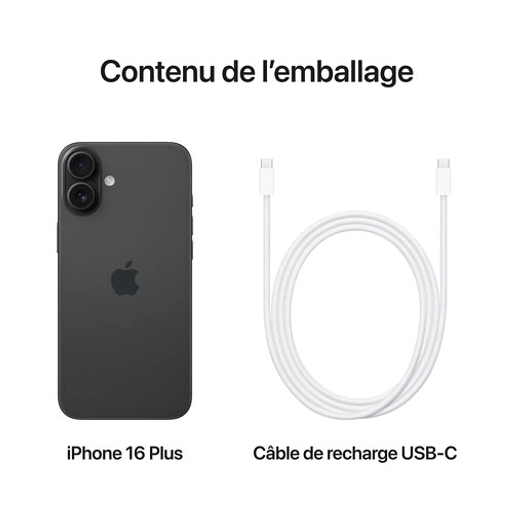 iPhone 16 Plus de Go d'Apple avec Freedom Mobile - Noir