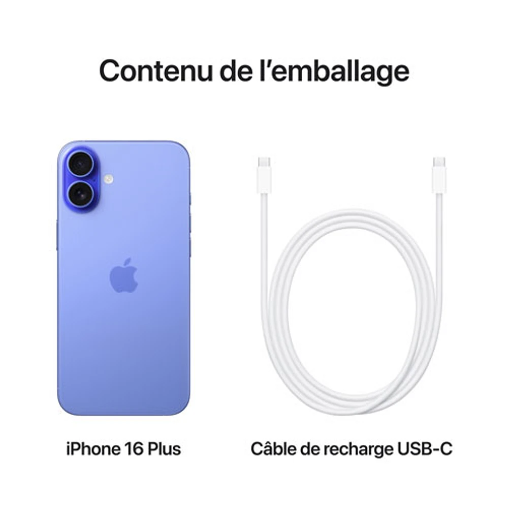 iPhone 16 Plus de 256 Go d'Apple avec Virgin Plus - Bleu outremer - Financement mensuel