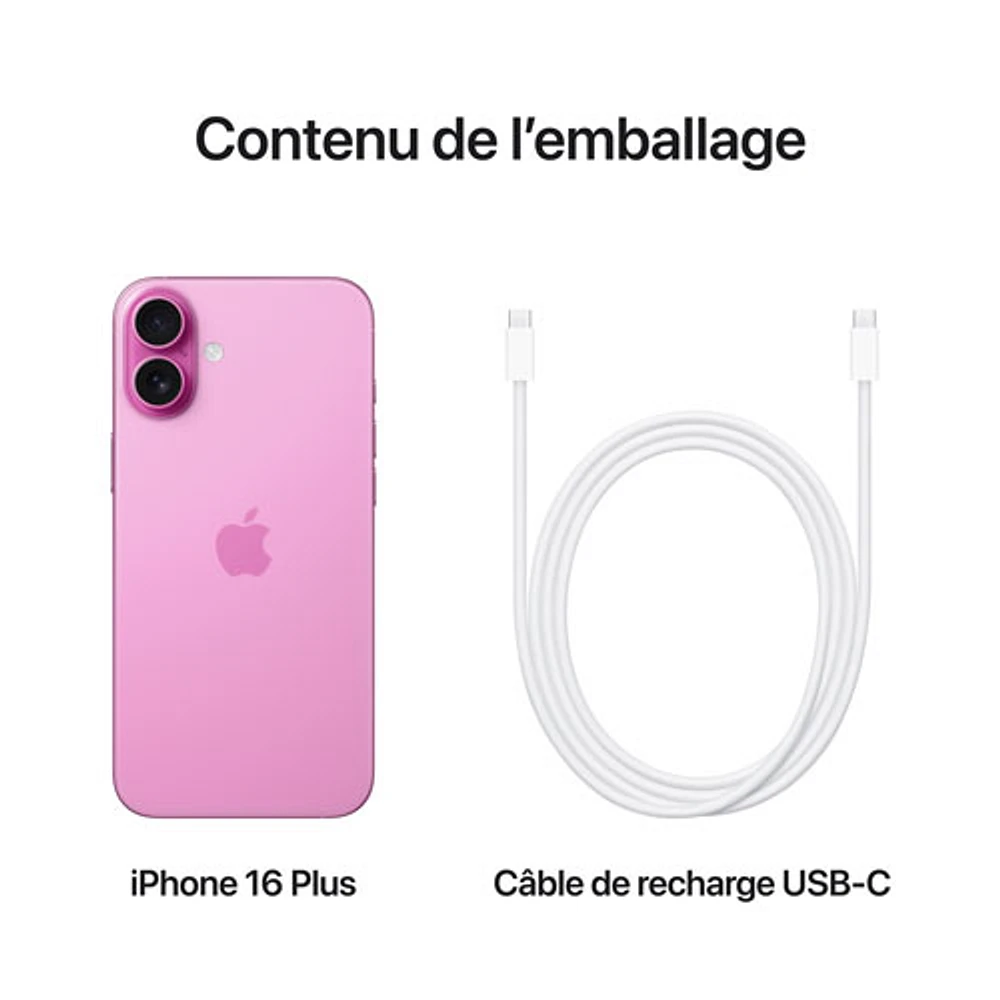 Fido Apple iPhone 16 Plus 128GB - Pink - Monthly Financing