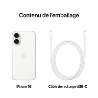 Bell Apple iPhone 16 128GB - White - Monthly Financing