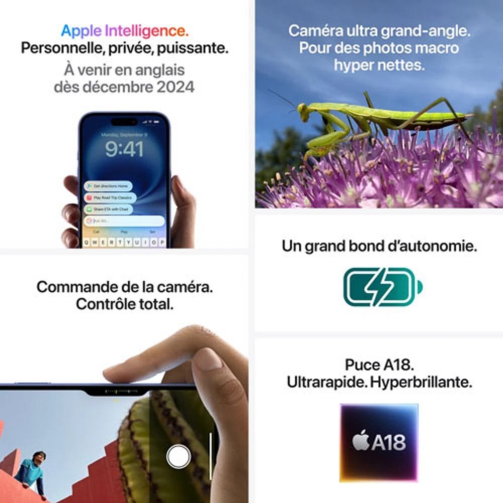 iPhone 16 de 512 Go d'Apple avec Fido - Blanc - Financement mensuel