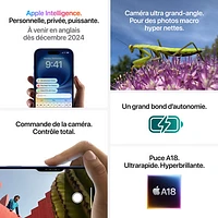 iPhone 16 de 512 Go d'Apple avec Fido - Blanc - Financement mensuel