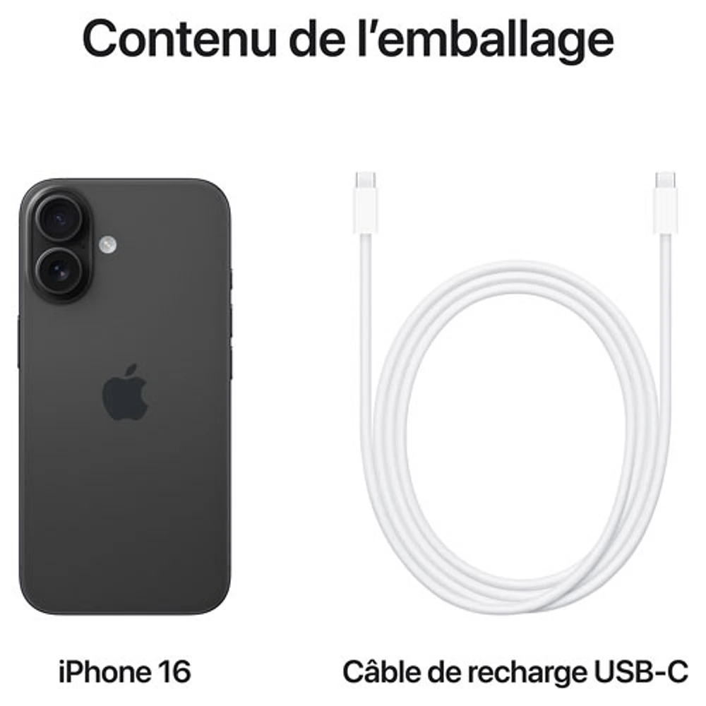 Freedom Mobile Apple iPhone 16 512GB - Black - Monthly Tab Payment