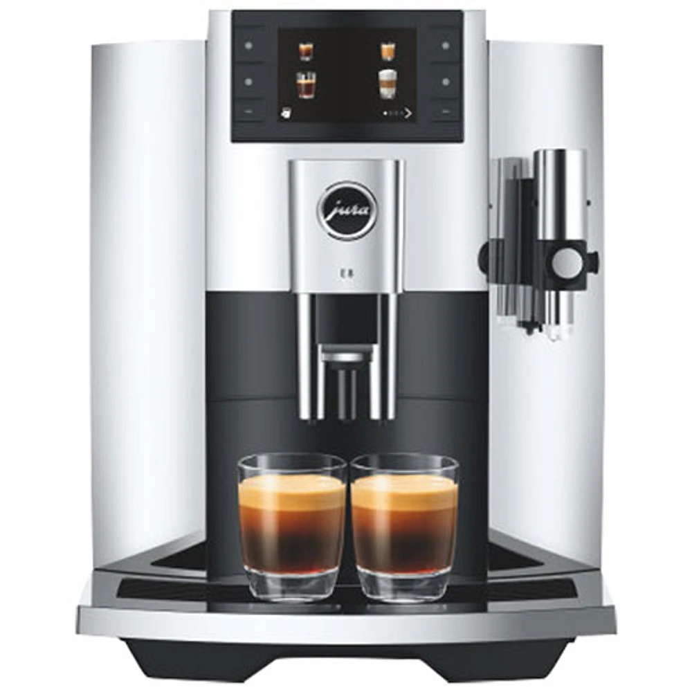 Machine à espresso automatique E8 de Jura avec moulin à café - Blanc piano