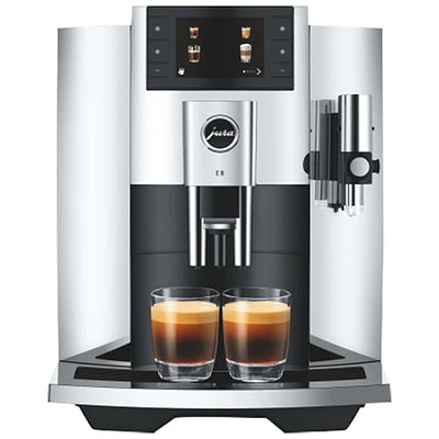 Machine à espresso automatique E8 de Jura avec moulin à café - Blanc piano