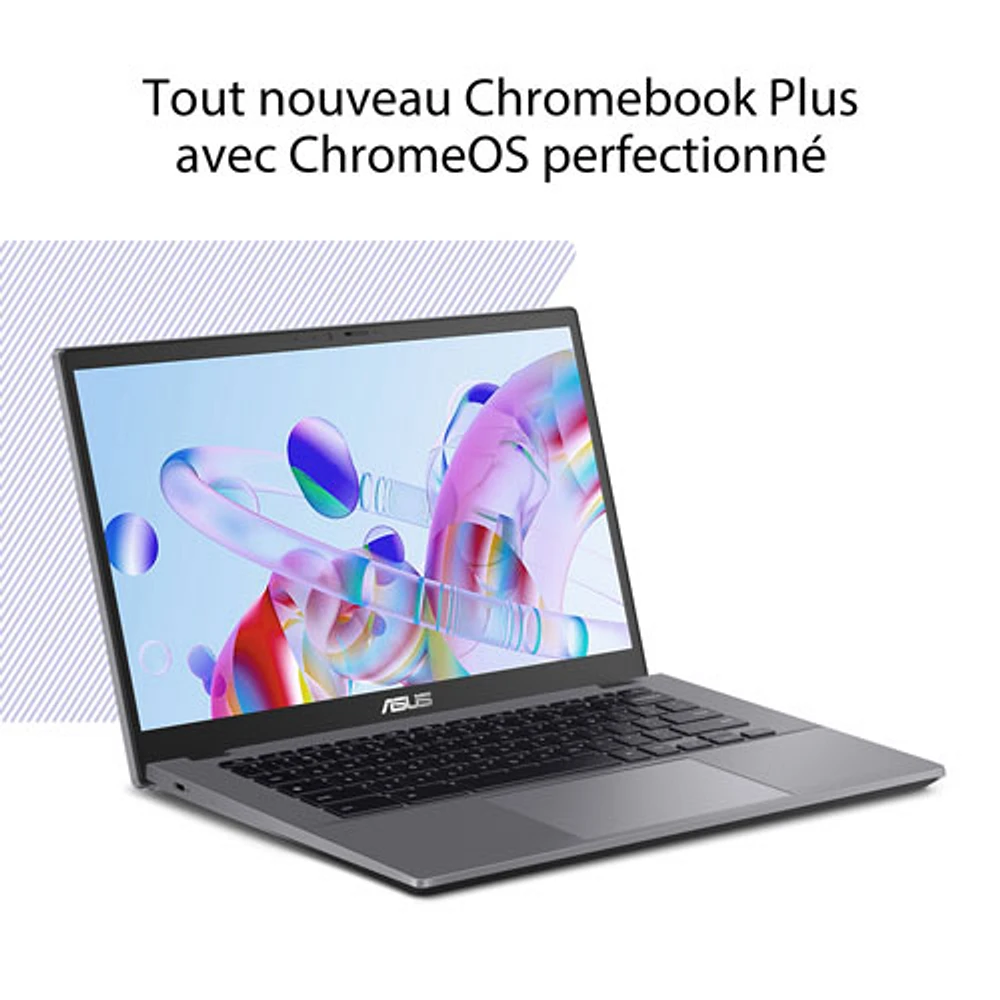 Chromebook Plus à écran tactile 14 po CX34 d'ASUS - Gris rocheux (Core i3-1215U d'Intel/RAM 8 Go/SSD 128 Go/ChromeOS)