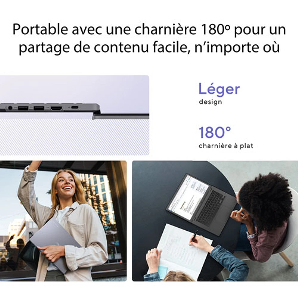 Chromebook Plus à écran tactile 14 po CX34 d'ASUS - Gris rocheux (Core i3-1215U d'Intel/RAM 8 Go/SSD 128 Go/ChromeOS)