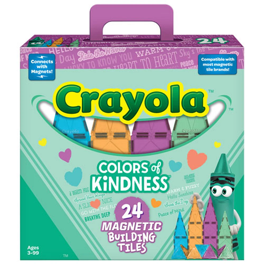 Tuiles de construction magnétiques Colours of Kindness de Crayola - 24 pièces